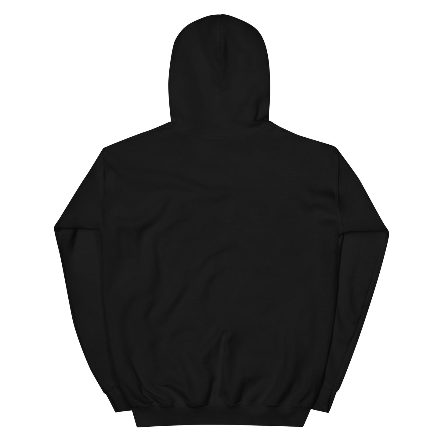 Back of a black hoodie. The design on front features a green pinup-style zombie girl holding flowers, with a banner underneath that reads “CREEPY ALL YEAR.”