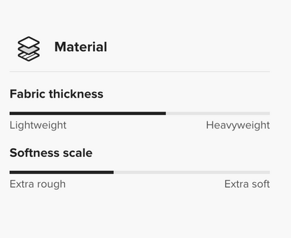 Control panel for fabric thickness and softness on a white background