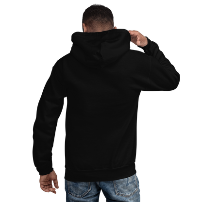 Man with short dark hair wearing a black hoodie from behind on a white background for Creepy All Year