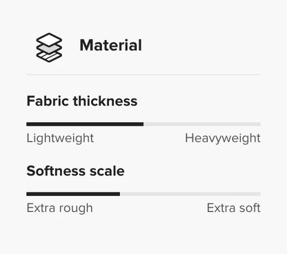 Control panel for fabric thickness and softness on a white background